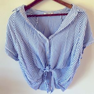Striped tie front top